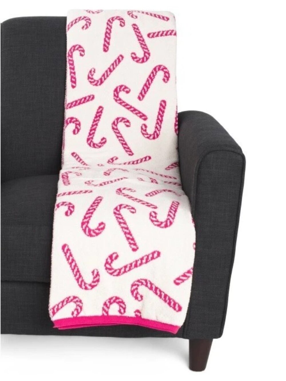 ~ Queenwest Trading Co HOT PINK CANDY CANE HAND KNITTED OVERSIZED THROW- NEW ~
